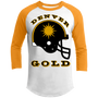 Denver Gold Helmet Raglan Shirt 3/4 Sleeve Franchise in White/Gold