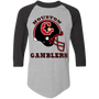 Houston Gamblers USFL Raglan Shirt 3/4 Sleeve Colorblock Helmet Detail in Athletic Heather/Black