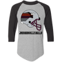 Jacksonville Bulls Helmet Raglan Shirt 3/4 Sleeve Colorblock in Athletic Heather/Black