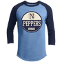 Newark Peppers Raglan Shirt Negro League Baseball color Carolina Blue, Navy