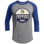 Newark Peppers Raglan Shirt Negro League Baseball color Heather Grey, Royal Blue