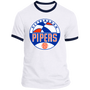 Pittsburgh Pipers T-shirt Rarified Ringer ABA Basketball color White/Navy Blue