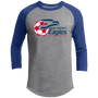 New Jersey Eagles Raglan Shirt Franchise ASL Soccer color Heather Grey/Royal Blue