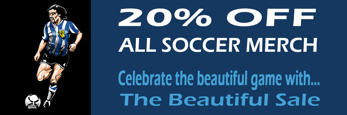 Graphic banner promoting the Retro Soccer Apparel collection