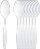 Full case of Essential Extra Value 24-pack clear reusable plastic spoons