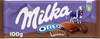 Milka Oreo Brownie Milk Chocolate Bar 100g front view