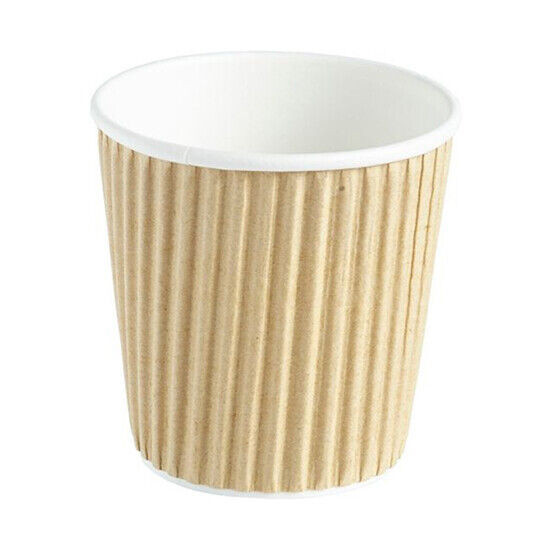 4oz kraft ripple recyclable paper coffee cups – triple wall insulated espresso takeaway cups for cafés and sampling events