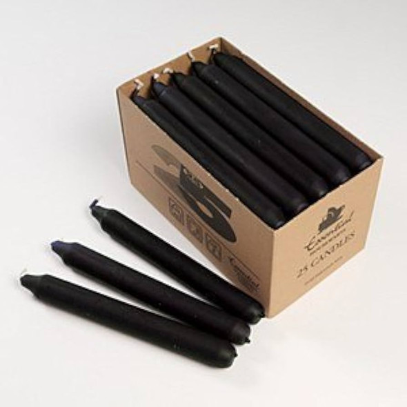 Black 7 inch taper candles – unscented dinner candles for Halloween or gothic decor