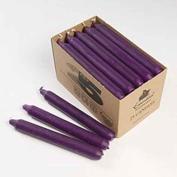 Purple 7 inch taper candles – unscented dinner candles for church and decor use