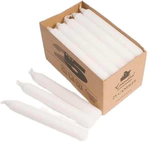 White 7 inch taper candles – unscented dinner candles for events and decor