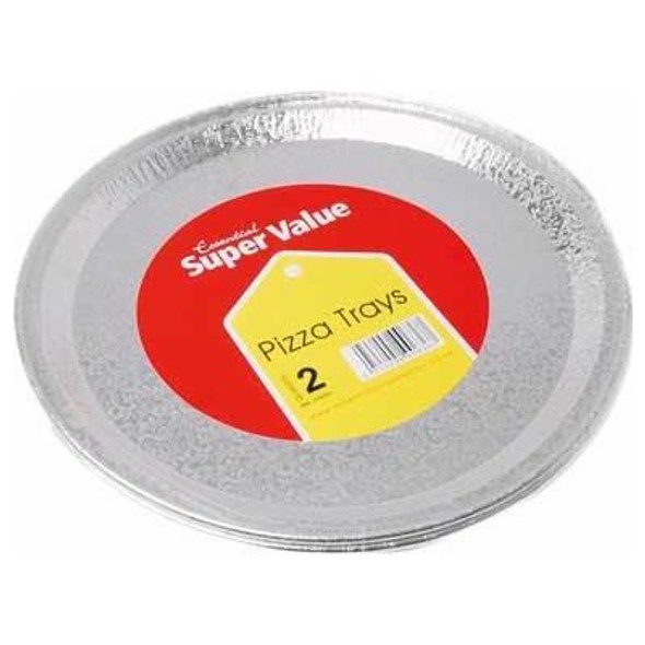 Bulk case of 2-pack pizza foil trays – 31cm round aluminium baking and serving plates