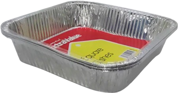 3-pack square foil dishes – 20.5x20.5x4.8cm aluminium trays for catering and baking