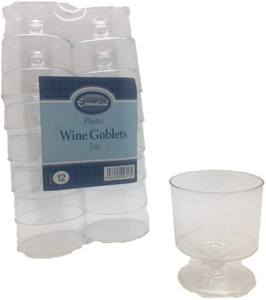 8-pack plastic wine goblets – 150ml (5oz) clear disposable stemmed glasses
