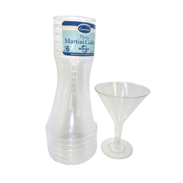 6-pack plastic martini glasses – 240ml disposable cocktail drinkware