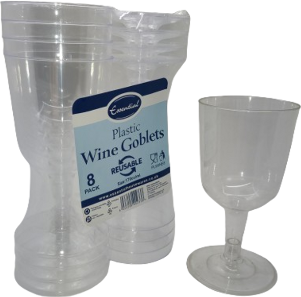8-pack clear plastic wine glasses – 170ml disposable drinkware for parties