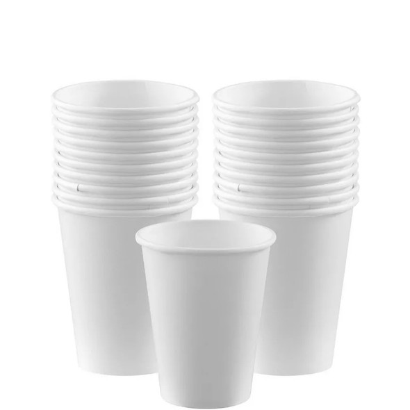 100-pack white plastic drinking cups – 180ml disposable water cups