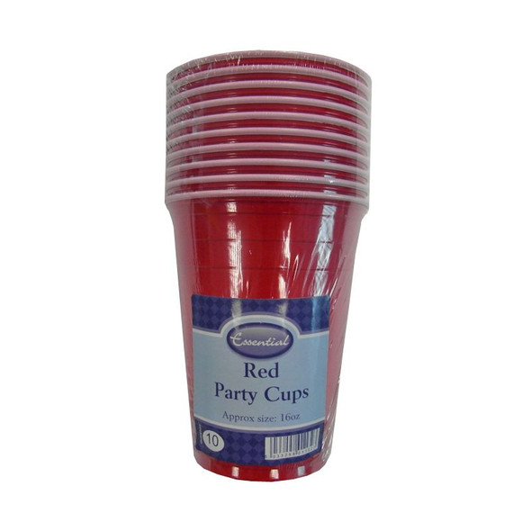 Case of 6 red plastic party cups – Essential Extra Value 16oz bulk pack