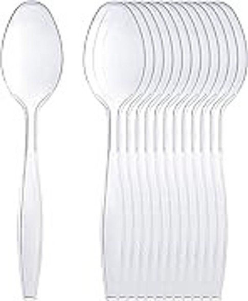 24-pack Essential Extra Value clear reusable plastic spoons