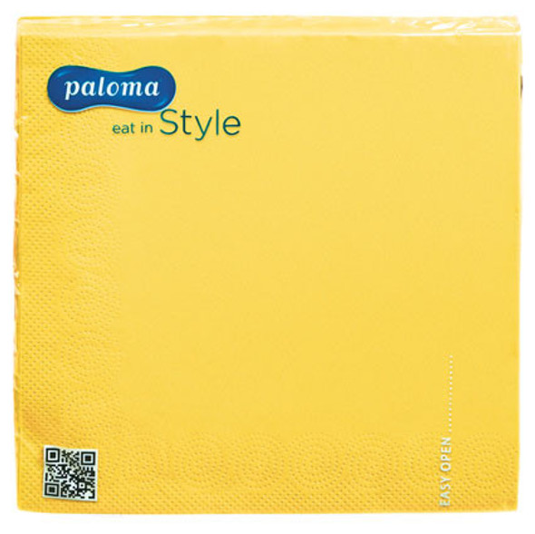 20pk Yellow Paloma napkins – 3-ply 33x33cm bright party napkins