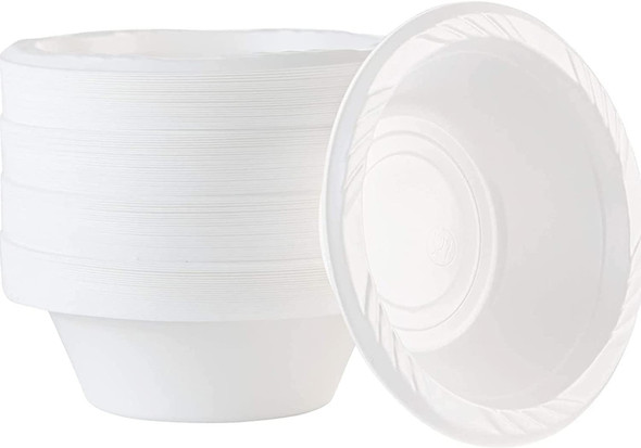 100pk 12oz reusable white plastic bowls – commercial catering use