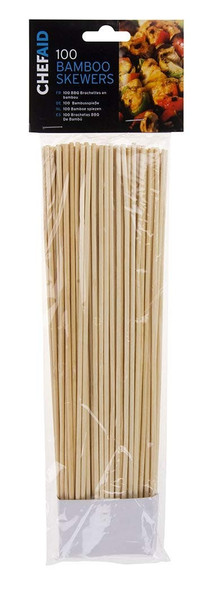 100pk bamboo skewers 25cm – food-safe & biodegradable