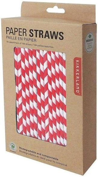 Boxed 50pk striped paper straws – eco-friendly, biodegradable