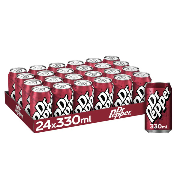 Case of 24 × Dr Pepper 330ml cans for wholesale