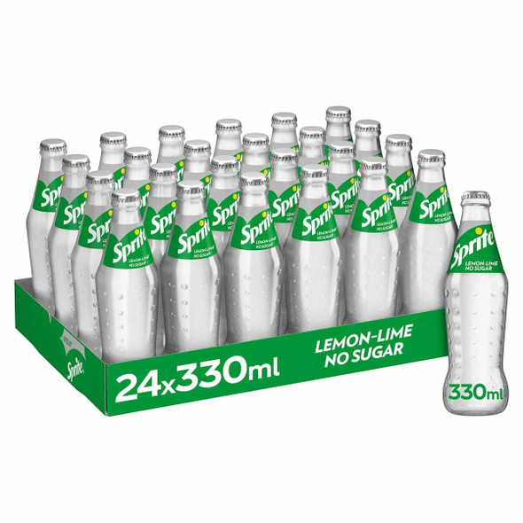 Case of 24 × Sprite Zero Sugar 330ml glass bottles for wholesale supply