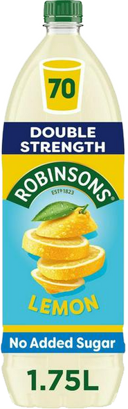 Robinsons Double Concentrate Lemon Squash 1.75L bottle front label