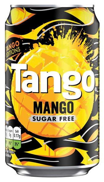 Tango Mango Sugar Free 330ml can front label