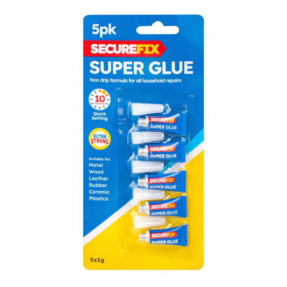 SecureFix Super Glue 5 pack front packaging