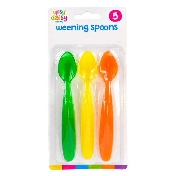 Upsy Daisy Weaning Spoons 5 pack colourful front packaging