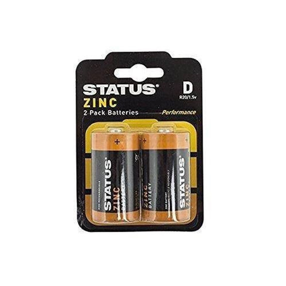 Status Zinc D Cell Batteries 2 pack front packaging