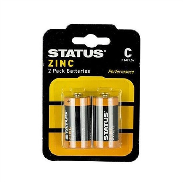 Status Zinc C Cell Batteries 2 pack front packaging