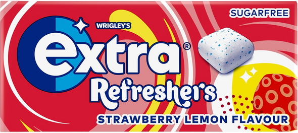 Extra Refreshers Strawberry Lemon sugar‑free gum 7‑piece box front