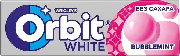 Orbit White Bubblemint Sugar‑Free Chewing Gum 10‑piece pack front
