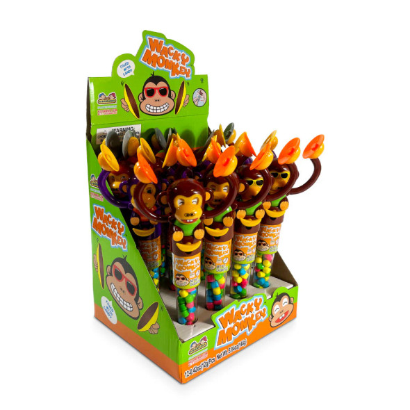 Bulk box of Bumerang Noisy Monkey Sweet Toys for wholesale cash and carry