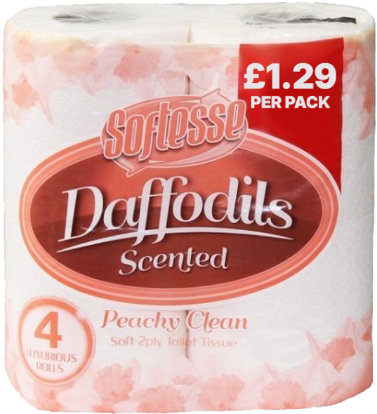 Softesse Daffodils Toilet Tissue 4 Rolls front pack