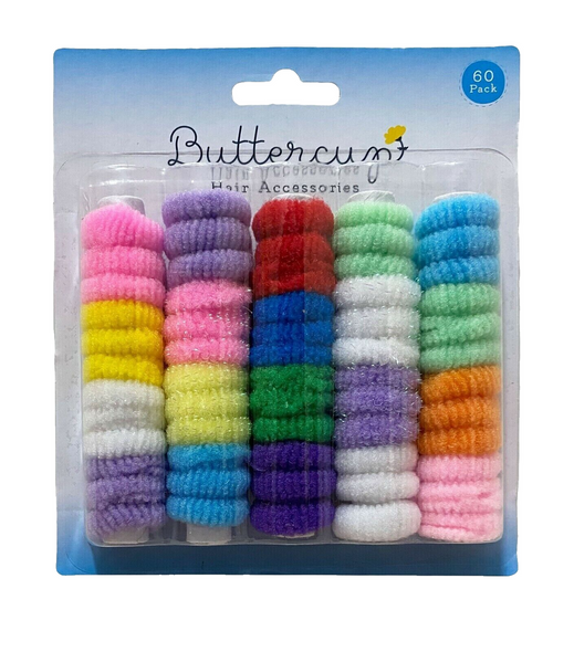 Buttercup Ponytail Ties 48 Pack front view showing assorted hair ties