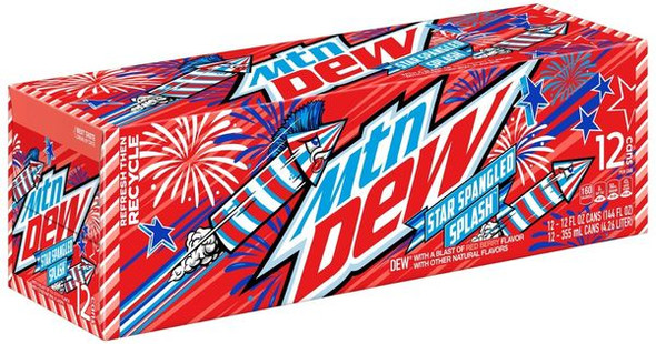 Case of Mountain Dew Star Spangled Splash 355 ml cans for wholesale cash & carry