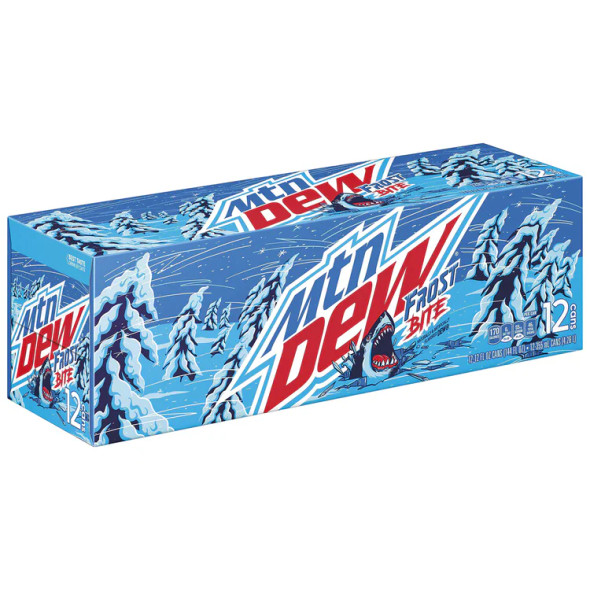Bulk case of Mountain Dew Frost Bite 355 ml cans for wholesale cash & carry