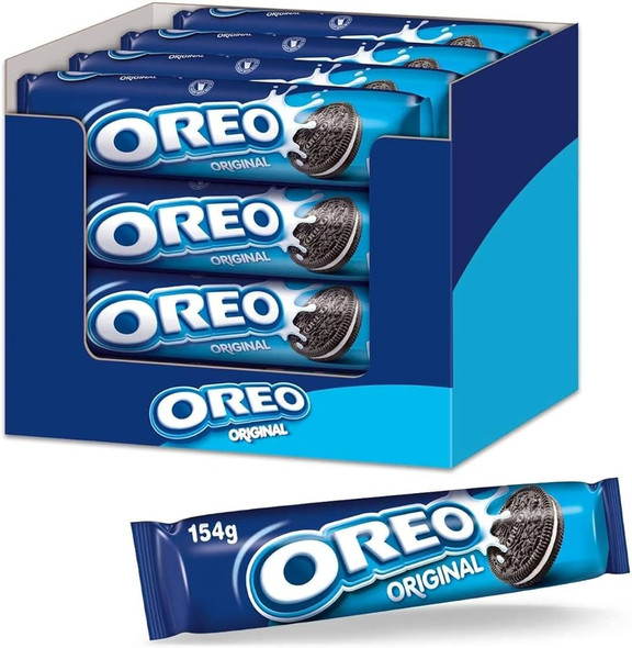 Bulk case of OREO Original Sandwich Biscuits 154 g packs for wholesale cash and carry
