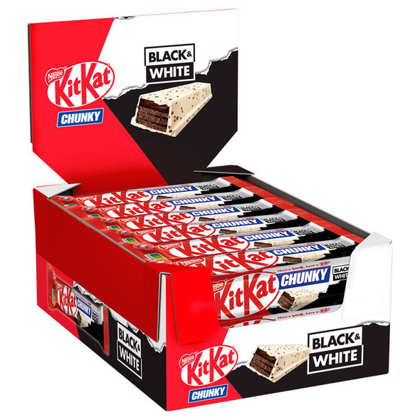 Bulk case of Kit Kat Chunky Black & White 42 g bars for wholesale cash and carry