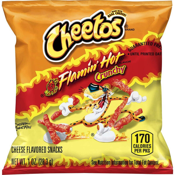 Cheetos Crunchy Flaming Hot 1.25 oz front view mini bag