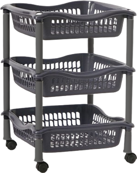 Multipurpose Grey 3 Tier Trolley single front view