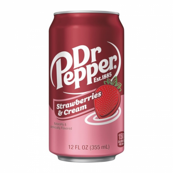 Dr Pepper Strawberry and Cream Soda USA 355ml front view can