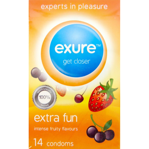 Exure Extra Fun Flavoured 14 Condoms single front view