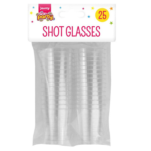 Jaunty Clear Shot Glasses 25 Pack single front view