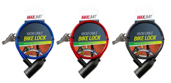 MaxLimit Cable Bike Lock 65cm single front view