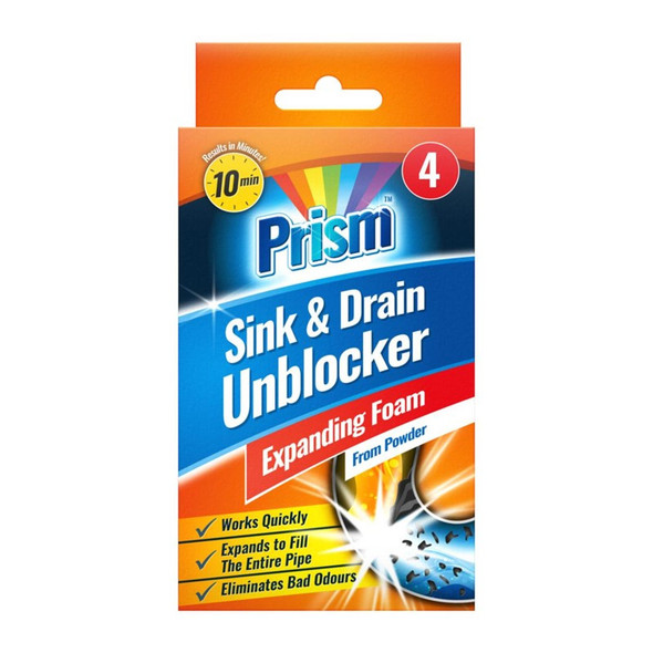 Prism Sink & Drain Unblocker Foam Powder 4 Pack single front view